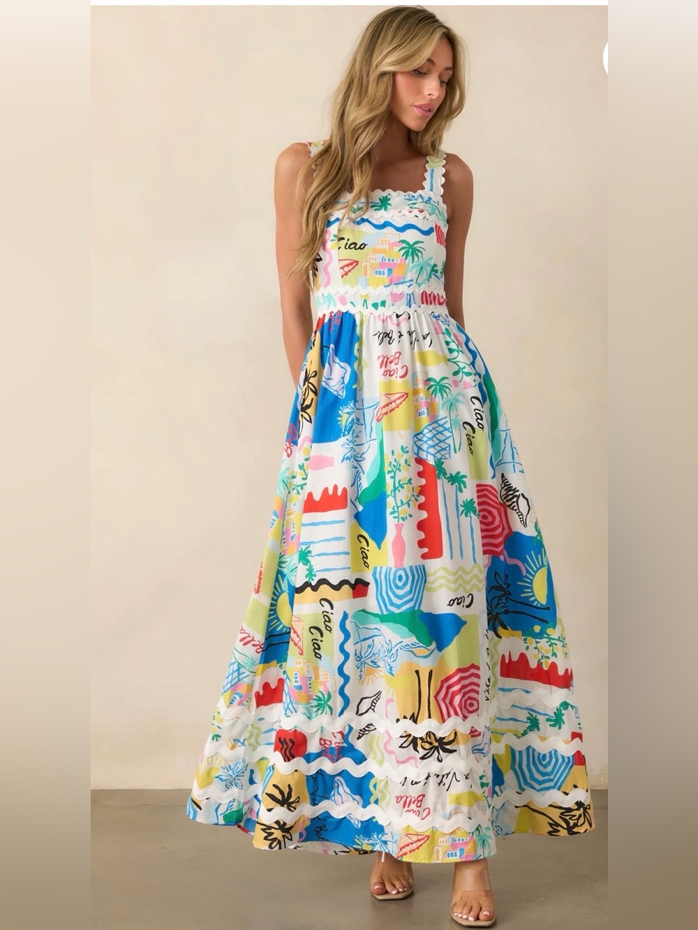 Sleeveless Multi-Color Print Maxi Dress - Picture 2 of 11